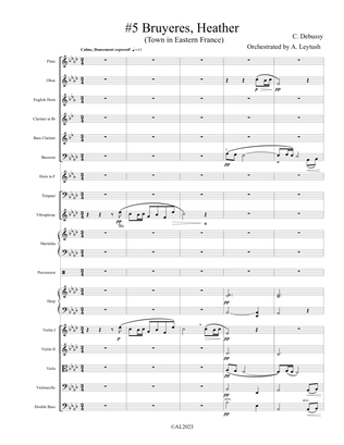 C. Debussy - Prelude #5 (II) Bruyères, Heather, Orchestrated by A. Leytush - Score Only