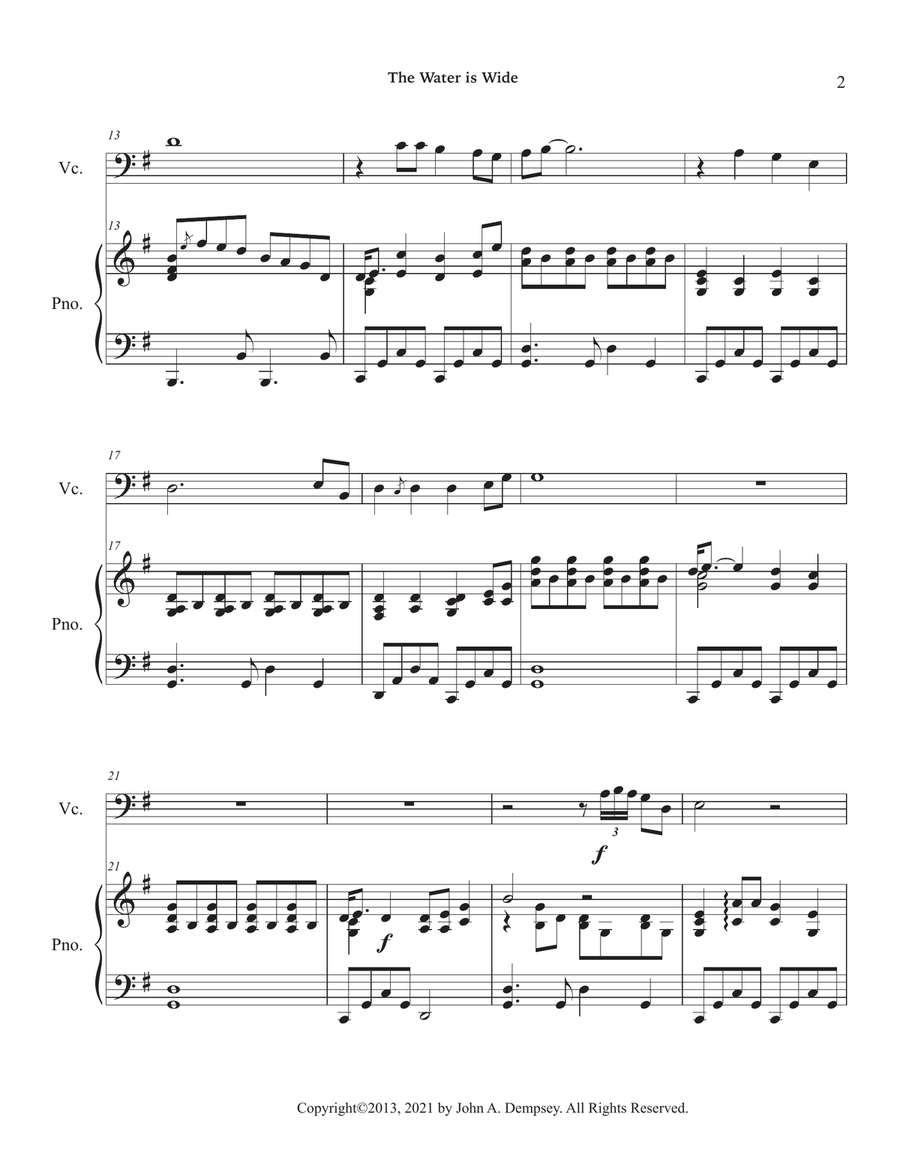 The Water is Wide (Cello and Piano) Piano scores gallery preview page 6