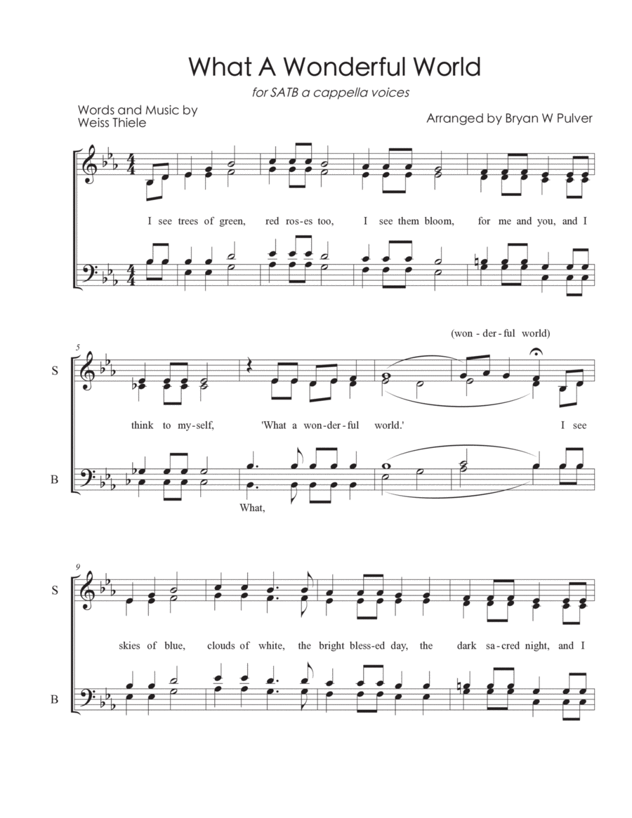 What A Wonderful World 4-Part scores gallery preview page 1