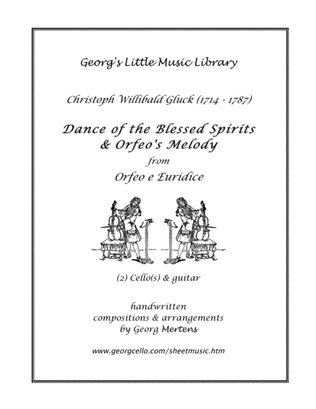 Book cover for Gluck: Dance of the Blessed Spirits & Orfeo's Melody. Cello & Guitar (2 cellos)