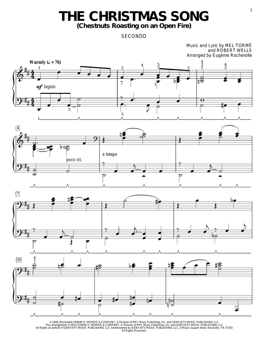 The Christmas Song (Chestnuts Roasting On An Open Fire) Piano Duet scores gallery preview page 1