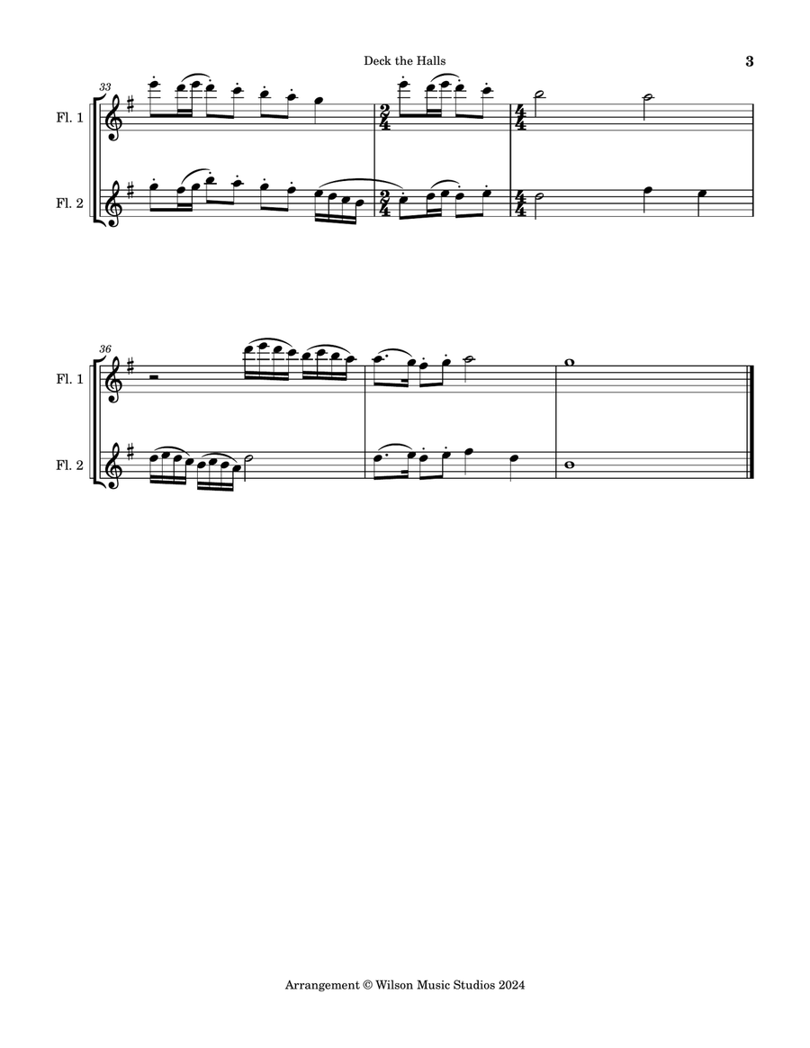 Deck the Halls Flute Duet scores gallery preview page 3