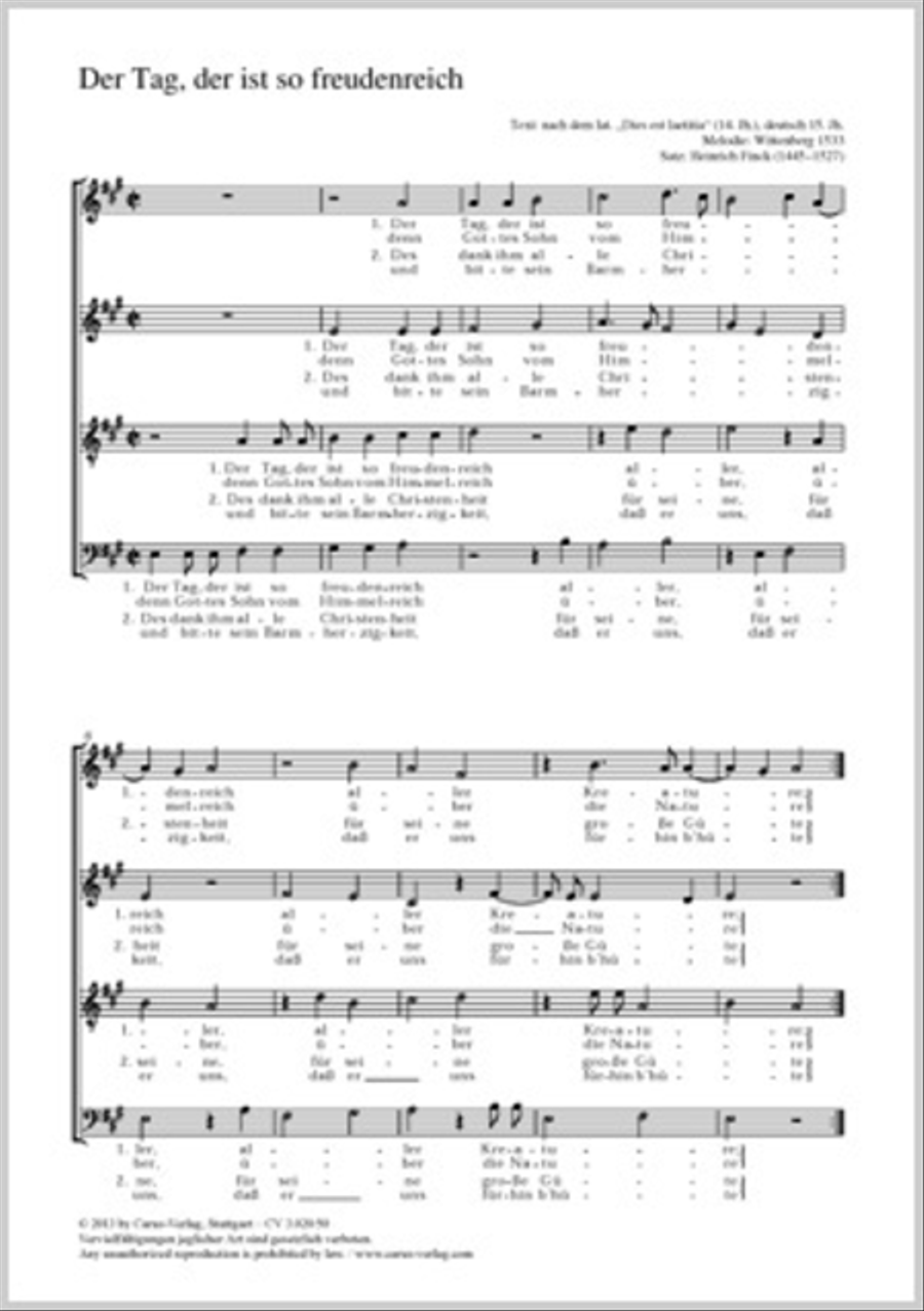 Der Tag, der ist so freudenreich 4-Part scores gallery preview page 1