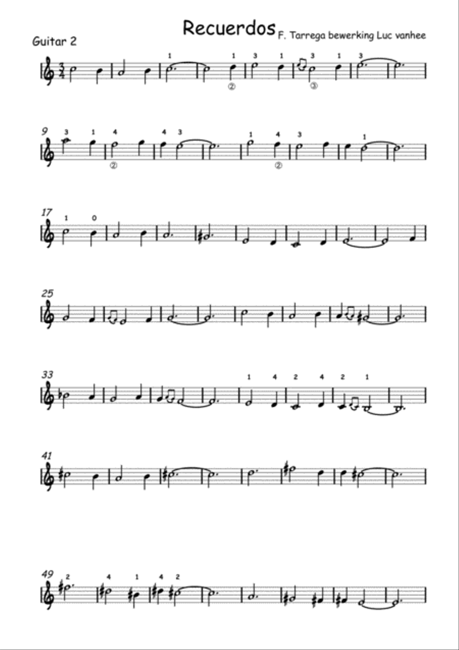 Recuerdos de la Alhambra guitar 2 Small Ensemble scores gallery preview page 1