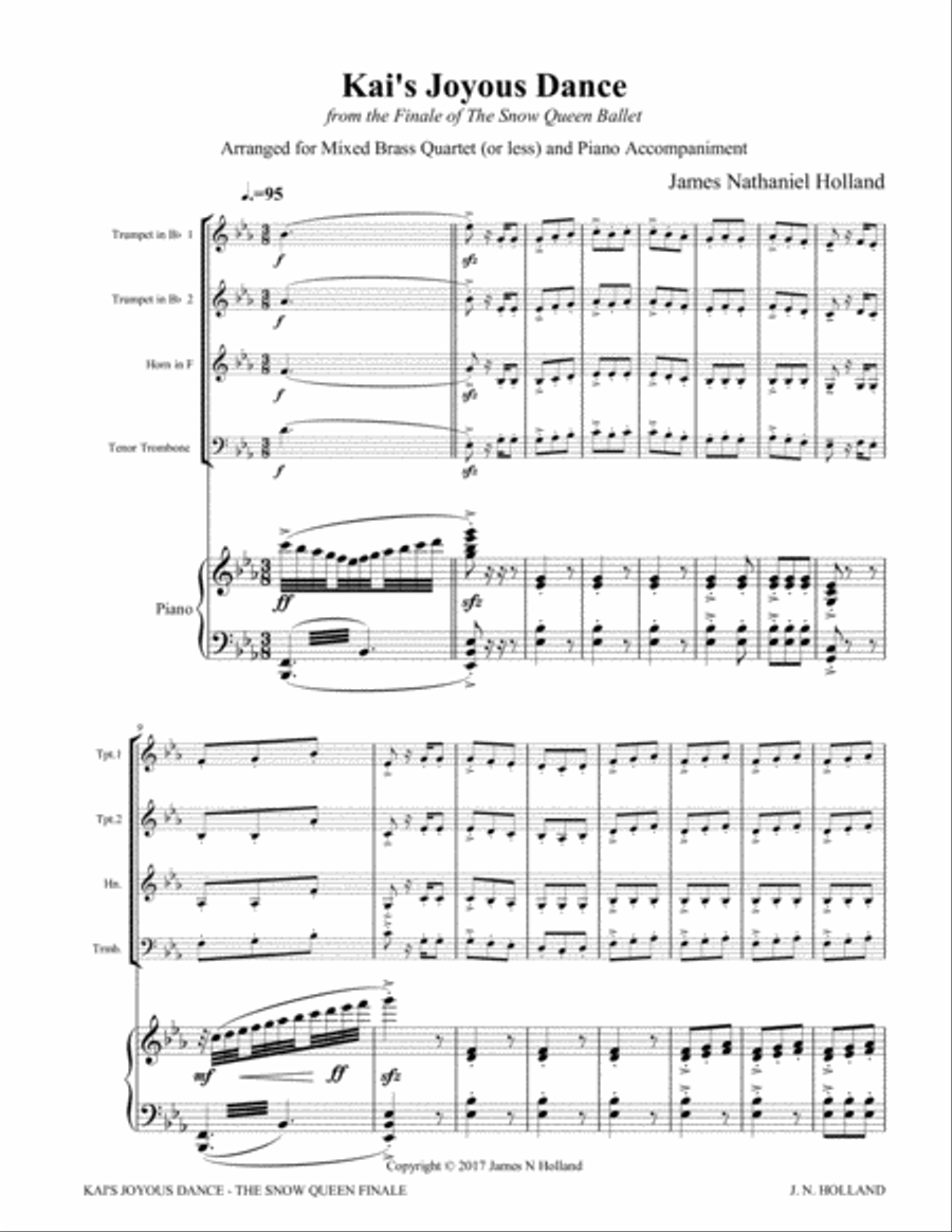 Kai's Joyous Dance: From the The Snow Queen Ballet, Arranged for Mixed Brass Quartet (or Less) and P Brass Quartet scores gallery preview page 5