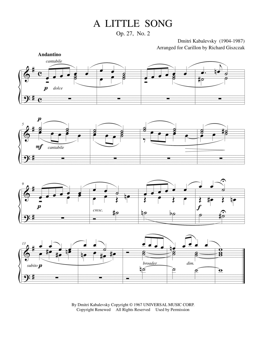 A Little Song Carillon scores gallery preview page 1