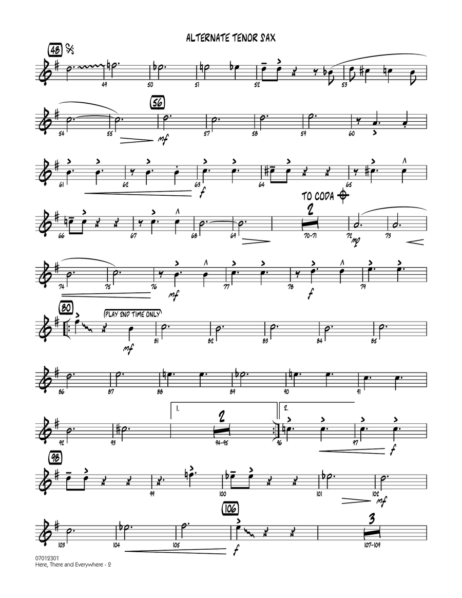 Here, There and Everywhere - Alternate Tenor Sax Jazz Ensemble scores gallery preview page 2