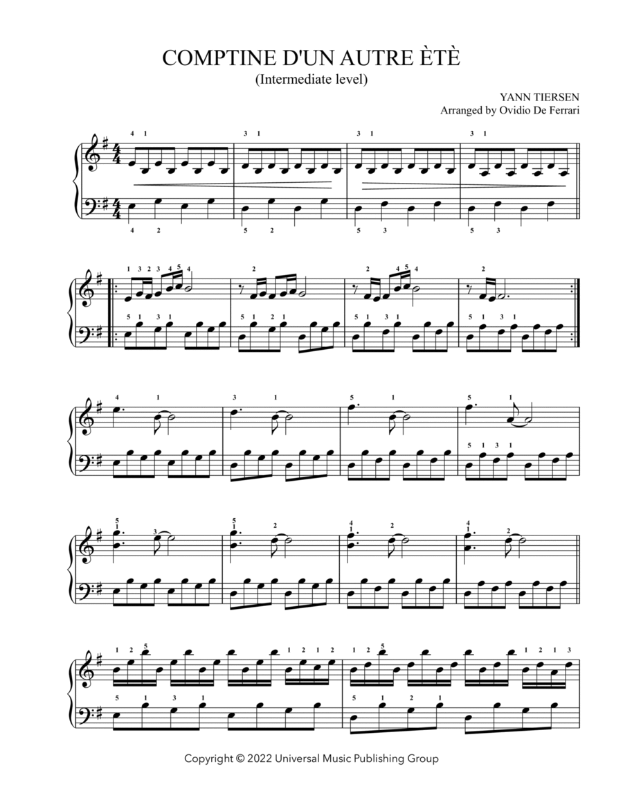 Comptine D'un Autre Été: L'après-midi Piano Method scores gallery preview page 1
