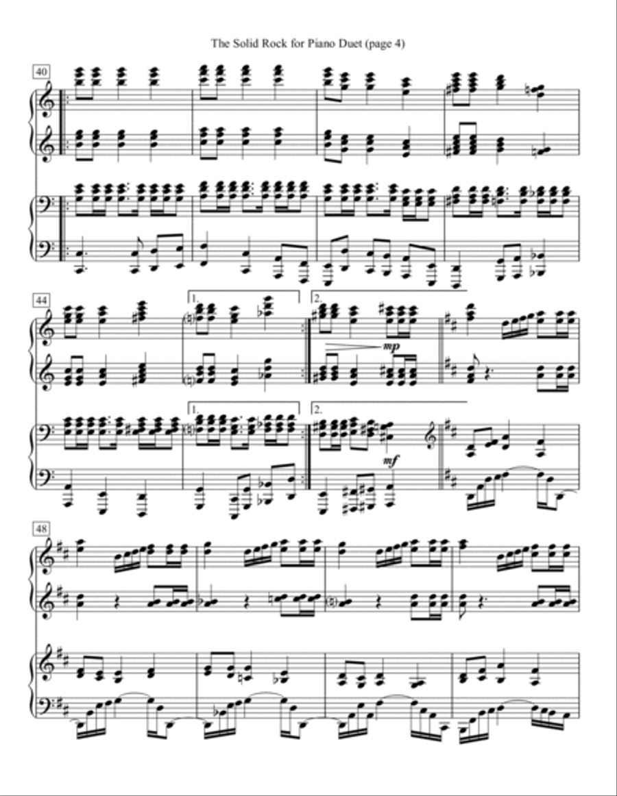 The Solid Rock for Piano Duet 1 Piano, 4-Hands scores gallery preview page 4