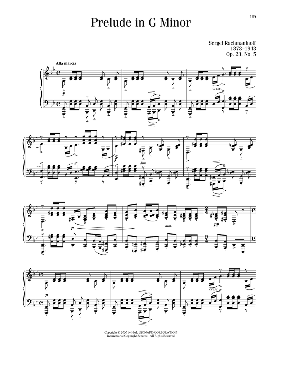 Prelude In G Minor, Op. 23, No. 5 Piano Solo scores gallery preview page 1