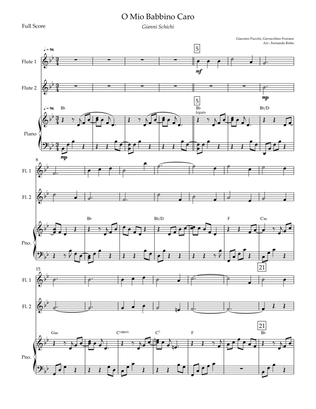 O Mio Babbino Caro (Puccini) for Flute Duo and Piano Accompaniment with Chords