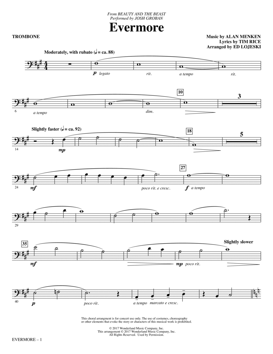 Evermore (from Beauty And The Beast) (arr. Ed Lojeski) - Trombone Choir scores gallery preview page 1