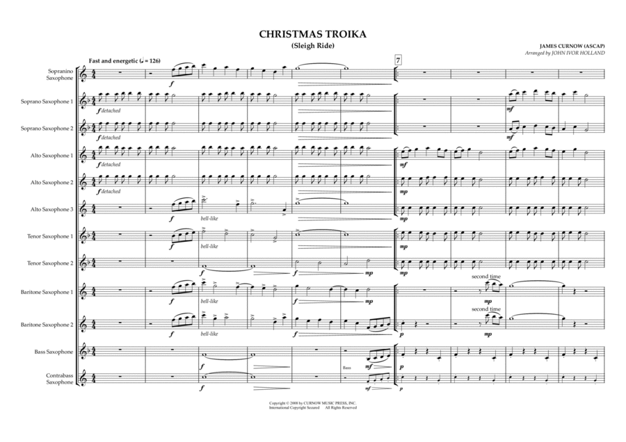 Christmas Troika (sleigh Ride) Woodwind Ensemble scores gallery preview page 1