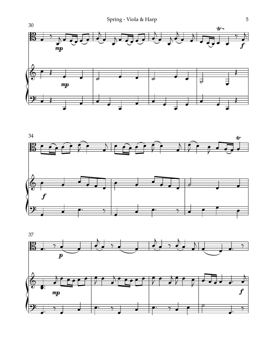 Spring (La Primavera), Duet for Viola & Harp String Duet scores gallery preview page 5