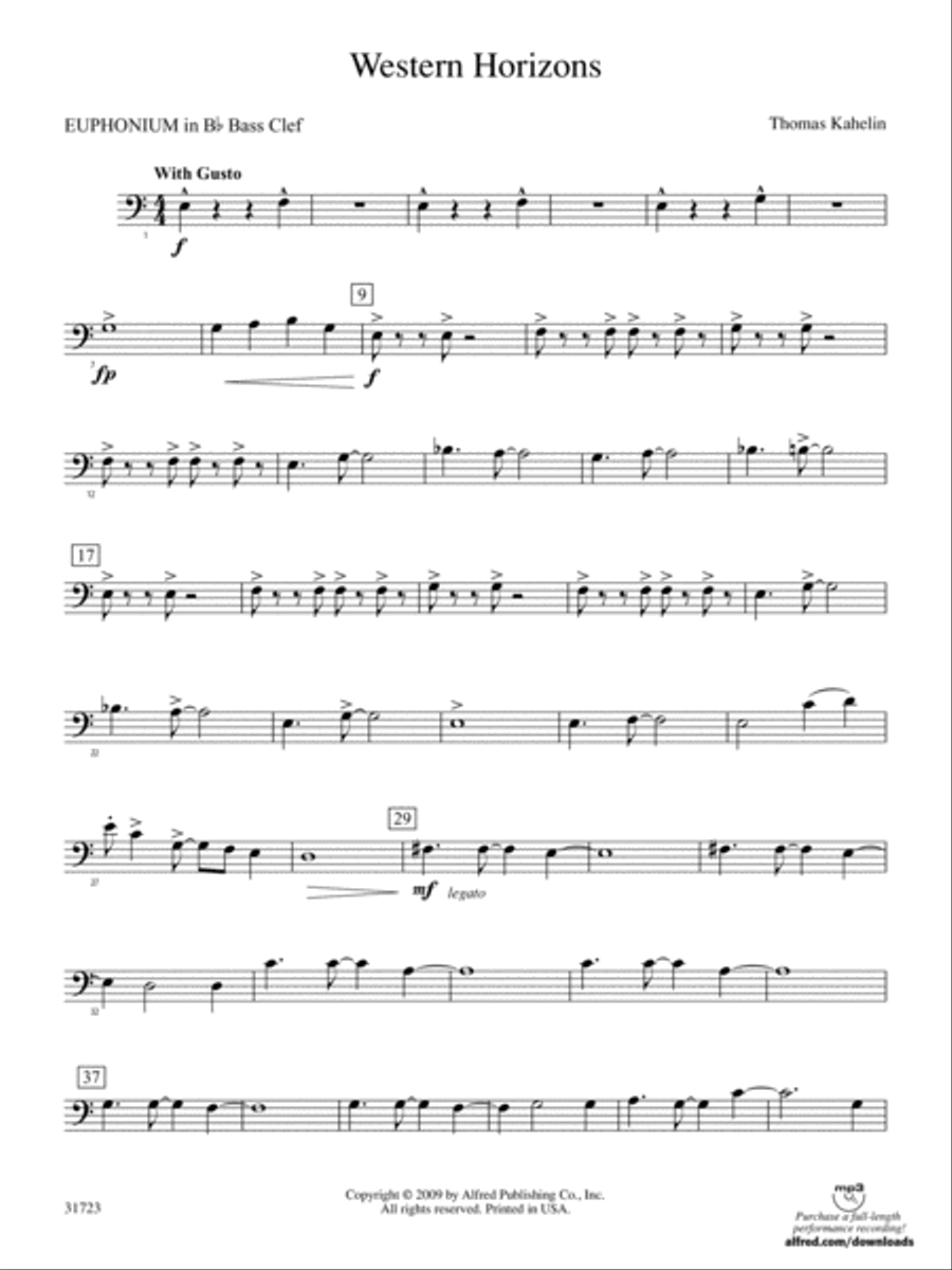 Western Horizons: (World Part) B-flat Baritone B.C. Concert Band scores gallery preview page 1