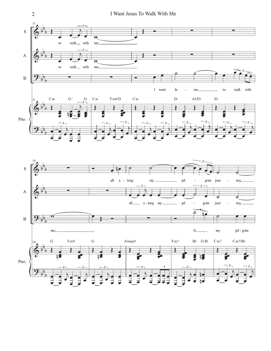 I Want Jesus To Walk With Me (SAB) 3-Part scores gallery preview page 2