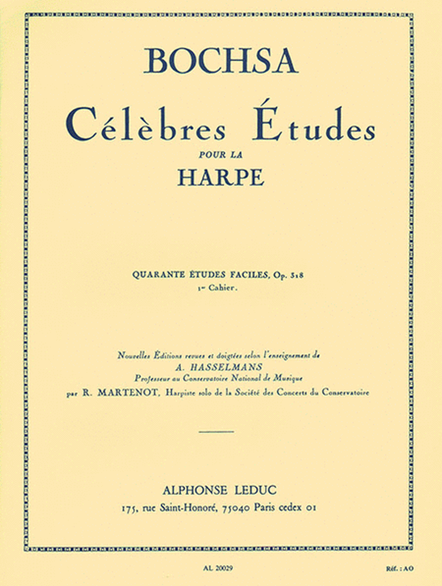 Celebrated Studies for Harp - 40 Easy Studies Vol. 1
