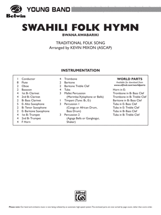 Swahili Folk Hymn (Bwana Awabariki): Score