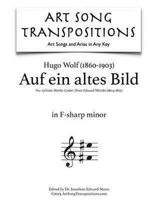 Book cover for WOLF: Auf ein altes Bild (transposed to F-sharp minor)
