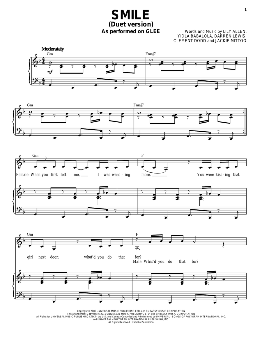 Smile (Vocal Duet) Piano, Vocal scores gallery preview page 1