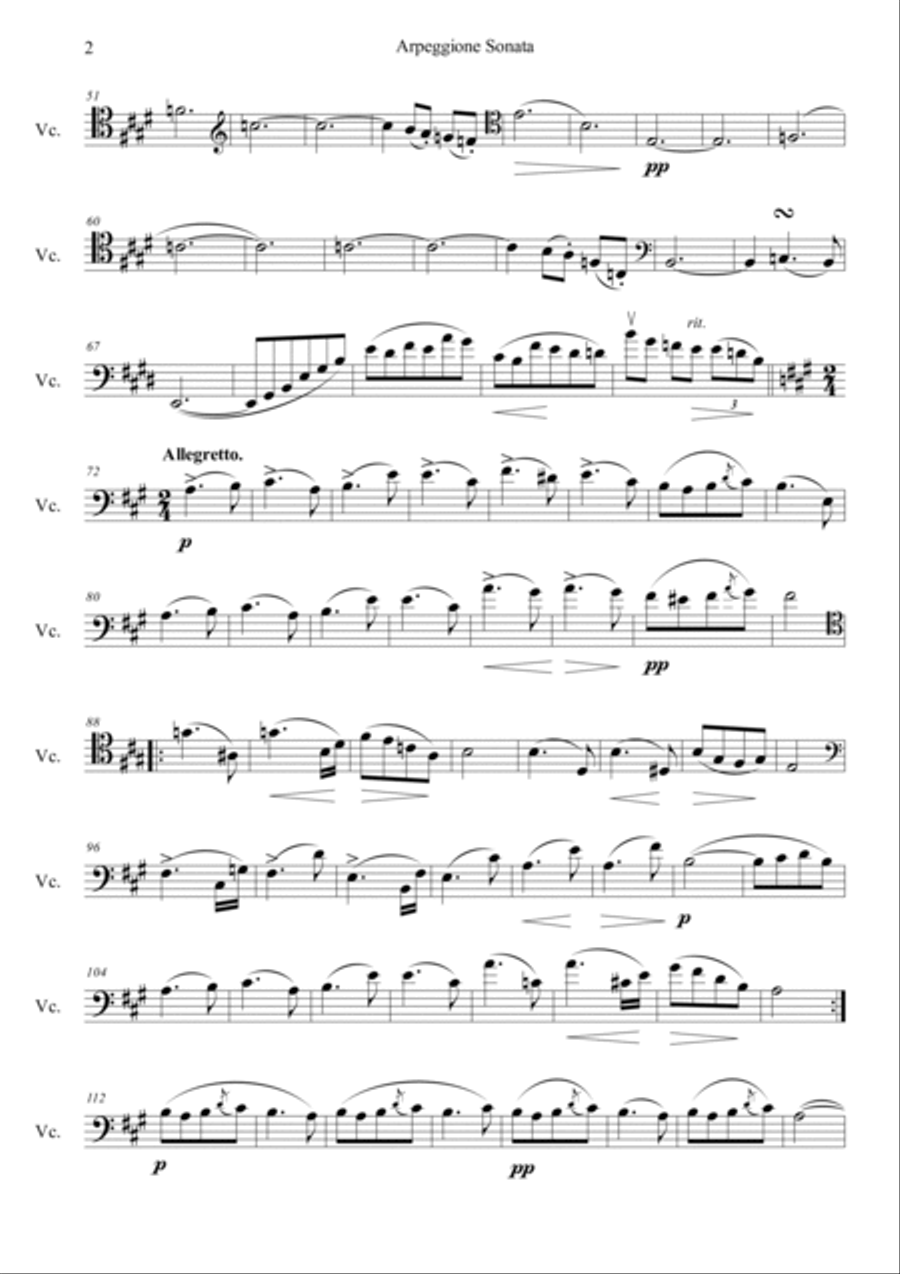 Schubert : Arpeggione Sonata Mov. 2,3 Cello scores gallery preview page 2