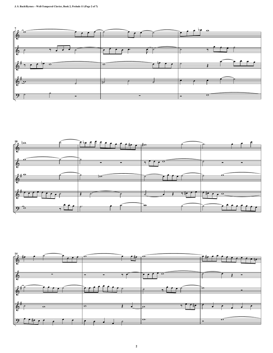 Prelude 11 from Well-Tempered Clavier, Book 2 (Double Reed Quintet) Woodwind Ensemble scores gallery preview page 2