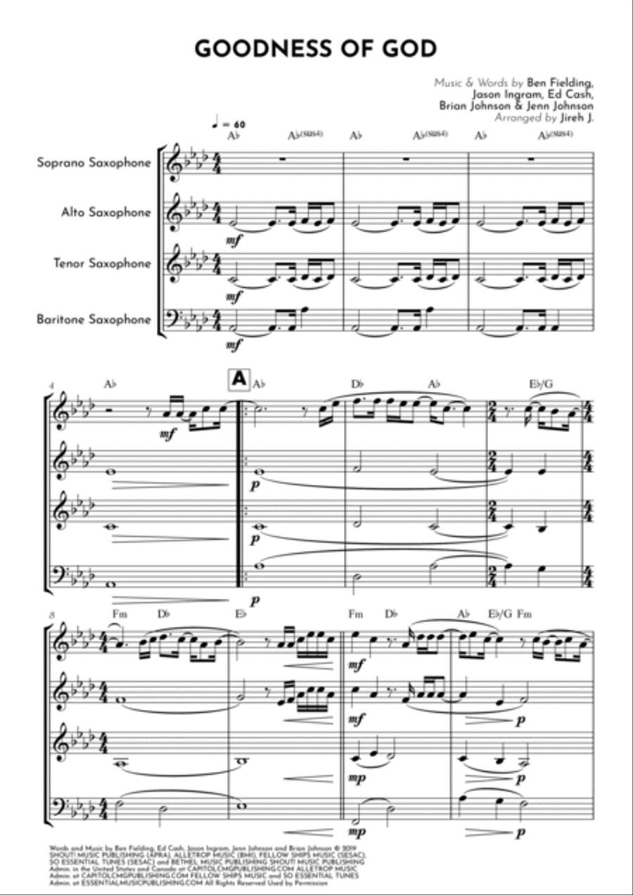 Goodness Of God Goodness Of God Saxophone Quartet scores gallery preview page 2
