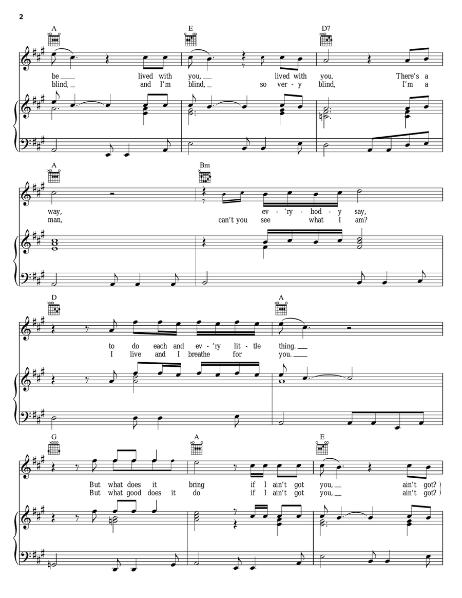 To Love Somebody Piano, Vocal, Guitar scores gallery preview page 2