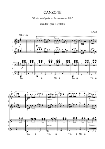Verdi - La donna è mobile for four hands piano