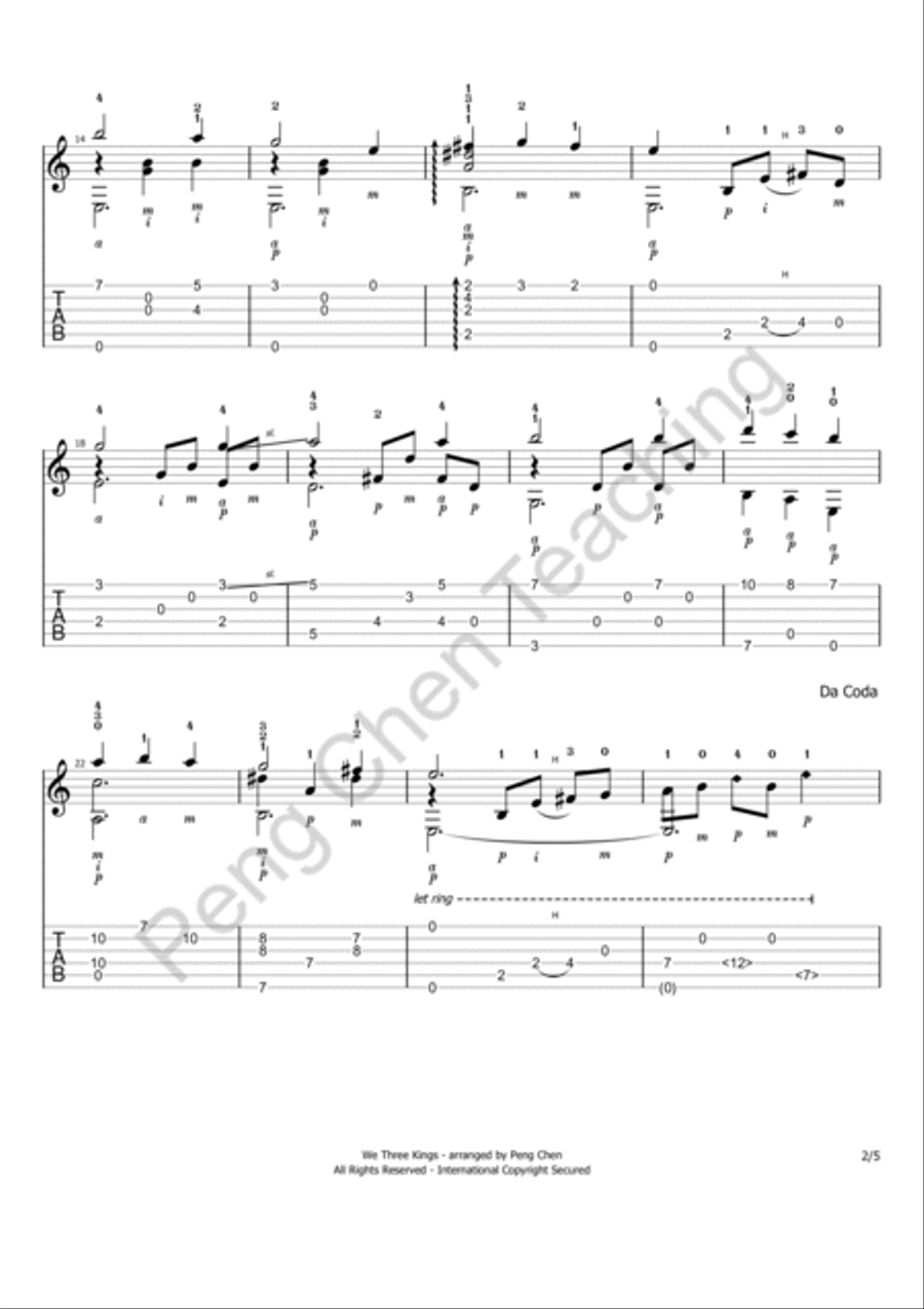 We Three Kings Acoustic Guitar scores gallery preview page 2