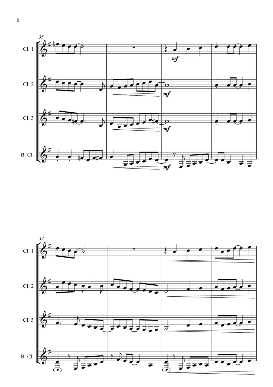 Carol of the Drum - for Clarinet Quartet Clarinet Quartet scores gallery preview page 6