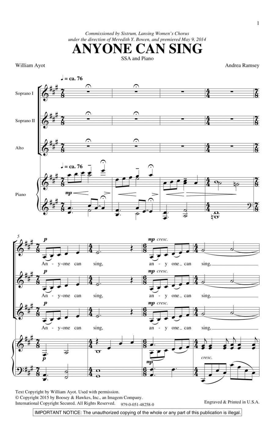 Anyone Can Sing SSA scores gallery preview page 1
