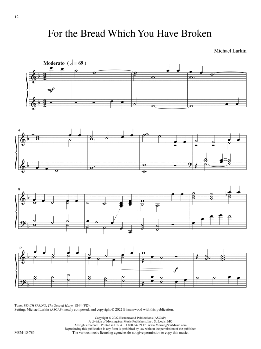 For the Bread Which You Have Broken Piano Solo scores gallery preview page 1