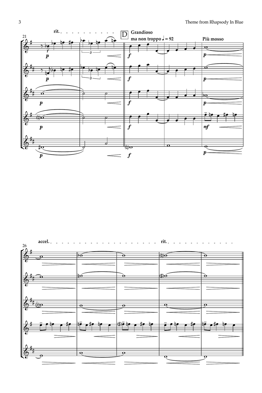 Theme from Rhapsody In Blue (saxophone quartet - S[A]ATB) Saxophone Quartet scores gallery preview page 3