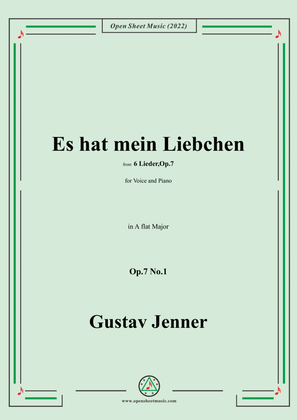 Book cover for Jenner-Es hat mein Liebchen,in A flat Major,Op.7 No.1