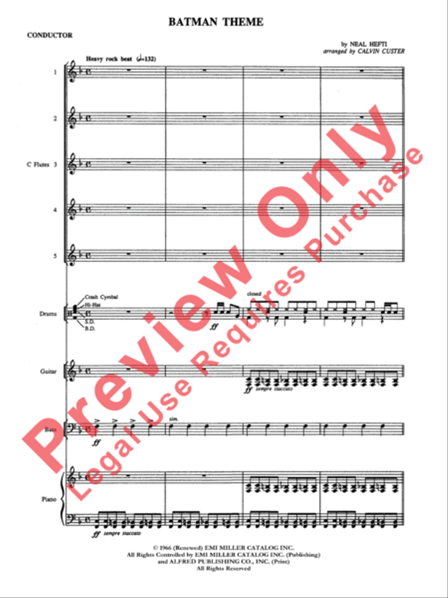 Batman Theme (from the Original TV Series) Flute Choir scores gallery preview page 2