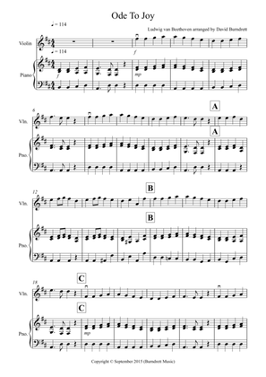 Ode to Joy for Violin and Piano