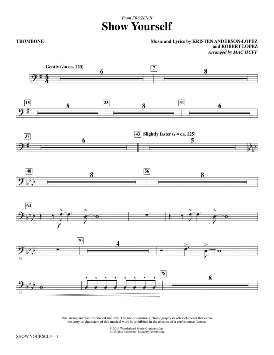 Show Yourself (from Disney's Frozen 2) (arr. Mac Huff) - Trombone Choir scores gallery preview page 1