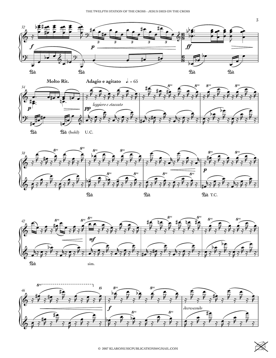 THE TWELFTH STATION OF THE CROSS - JESUS DIES ON THE CROSS Piano Solo scores gallery preview page 3