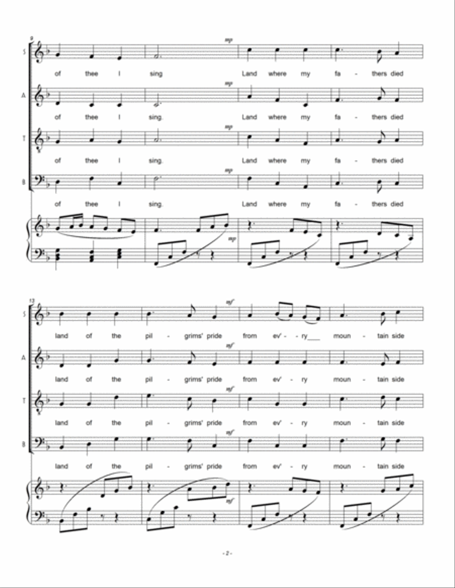 My Country 'tis of Thee (America) Divisi scores gallery preview page 3