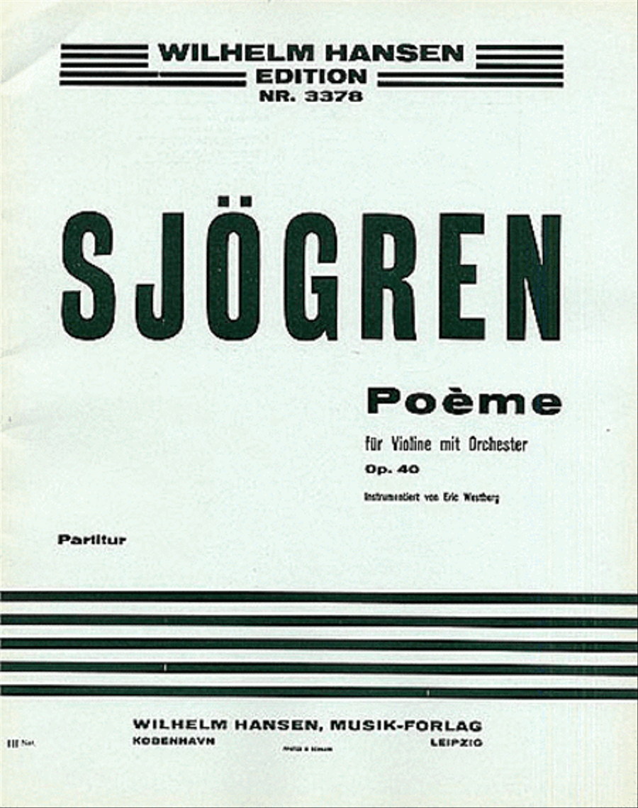 Emil Sjogren: Poeme For Violin And Orchestra Op.40 (Score) Orchestra scores gallery preview page 1