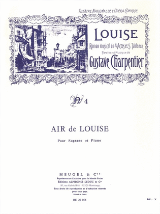 Air De 'louise' No.4: Air De Louise (sop) (voice & Piano)
