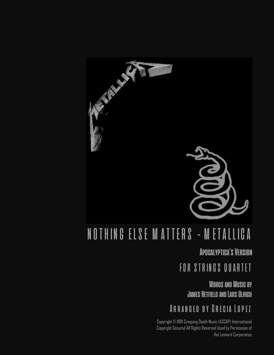 Nothing Else Matters String Quartet scores gallery preview page 1