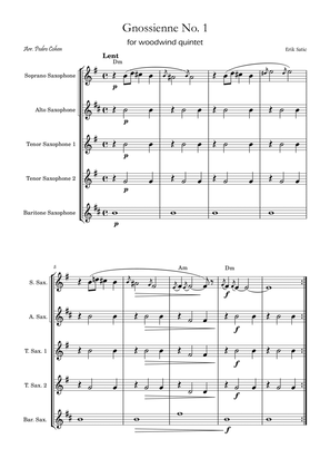 Gnossienne No. 1 – for Saxophone Quintet with chords