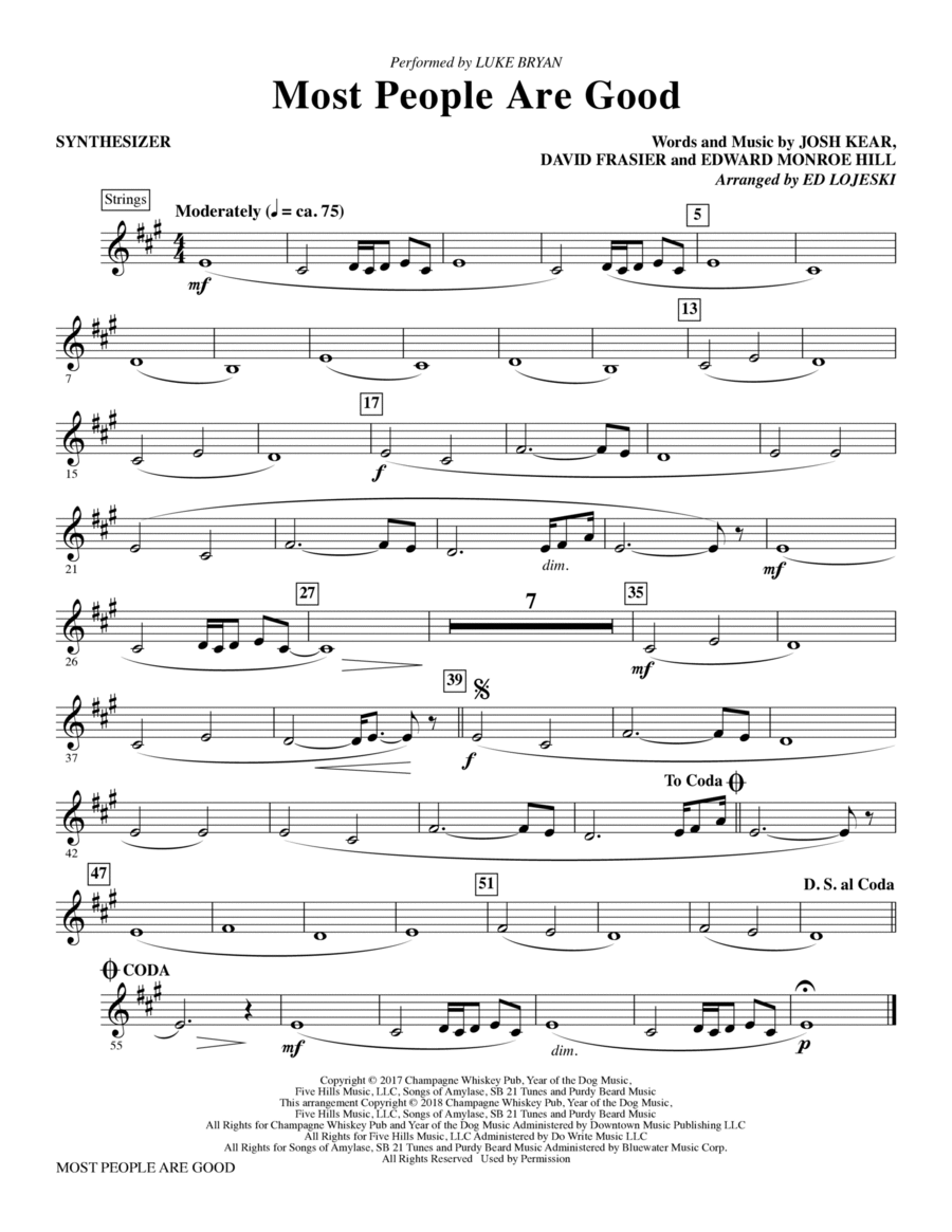 Most People Are Good (arr. Ed Lojeski) - Synthesizer Choir scores gallery preview page 1