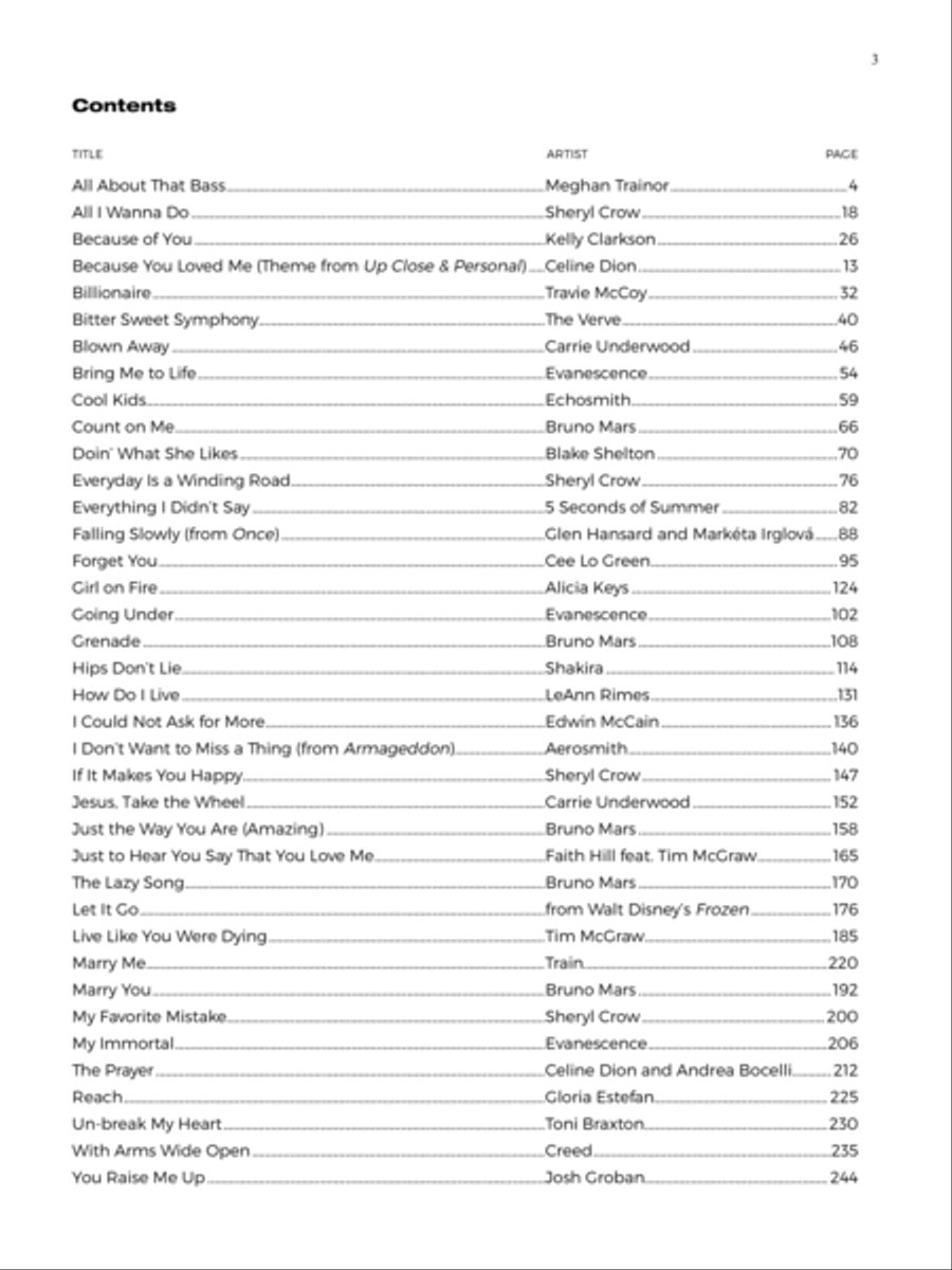 Best Top 40 Songs, '90s to Now Piano, Vocal, Guitar scores gallery preview page 3