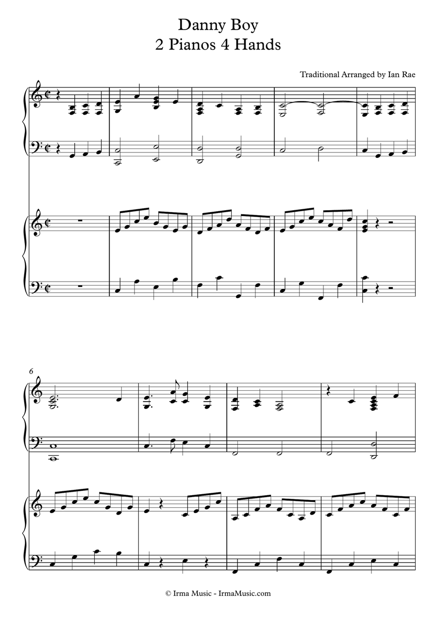 Danny Boy (The Londonderry Air) - 2 Pianos 4 hands Piano Duet scores gallery preview page 1
