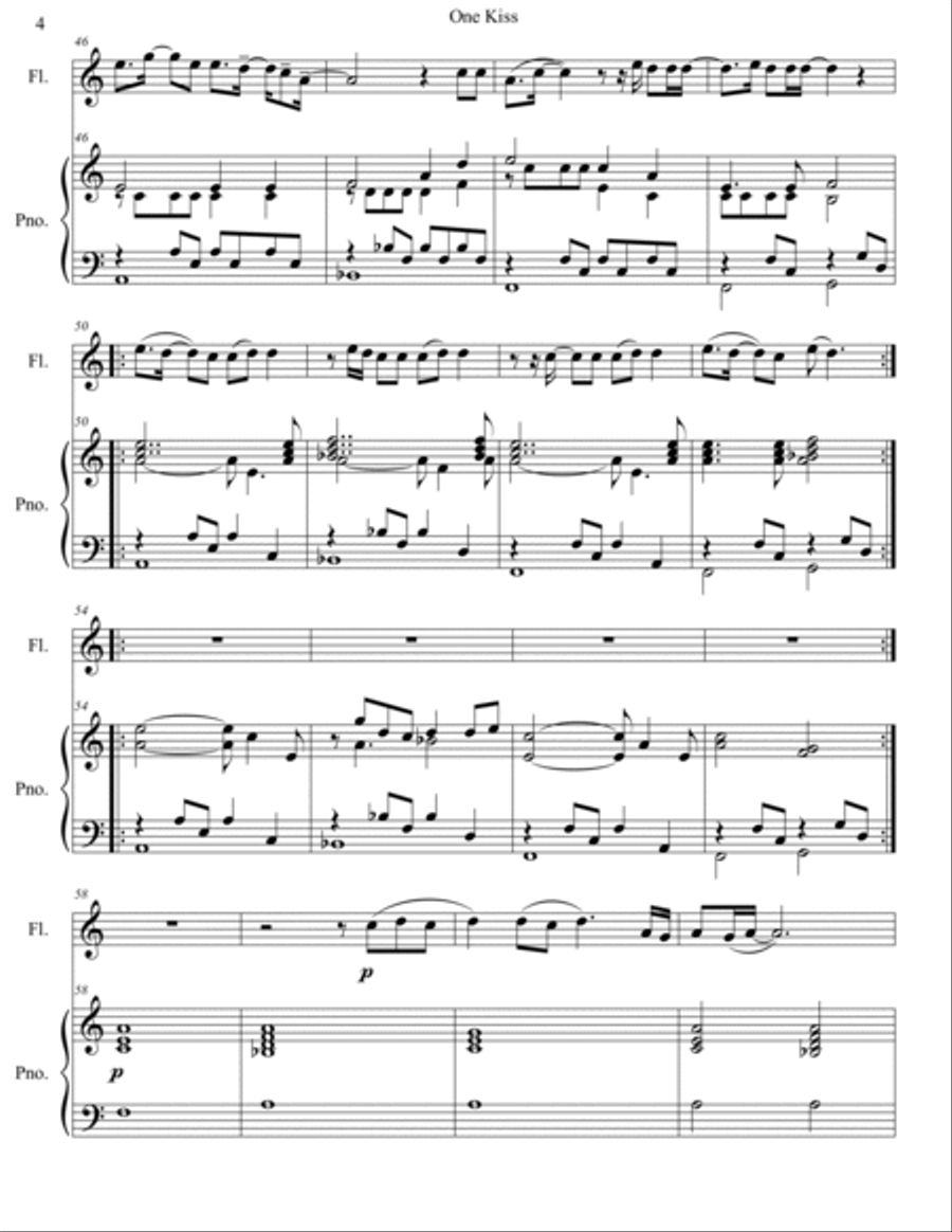 One Kiss Flute Solo scores gallery preview page 5