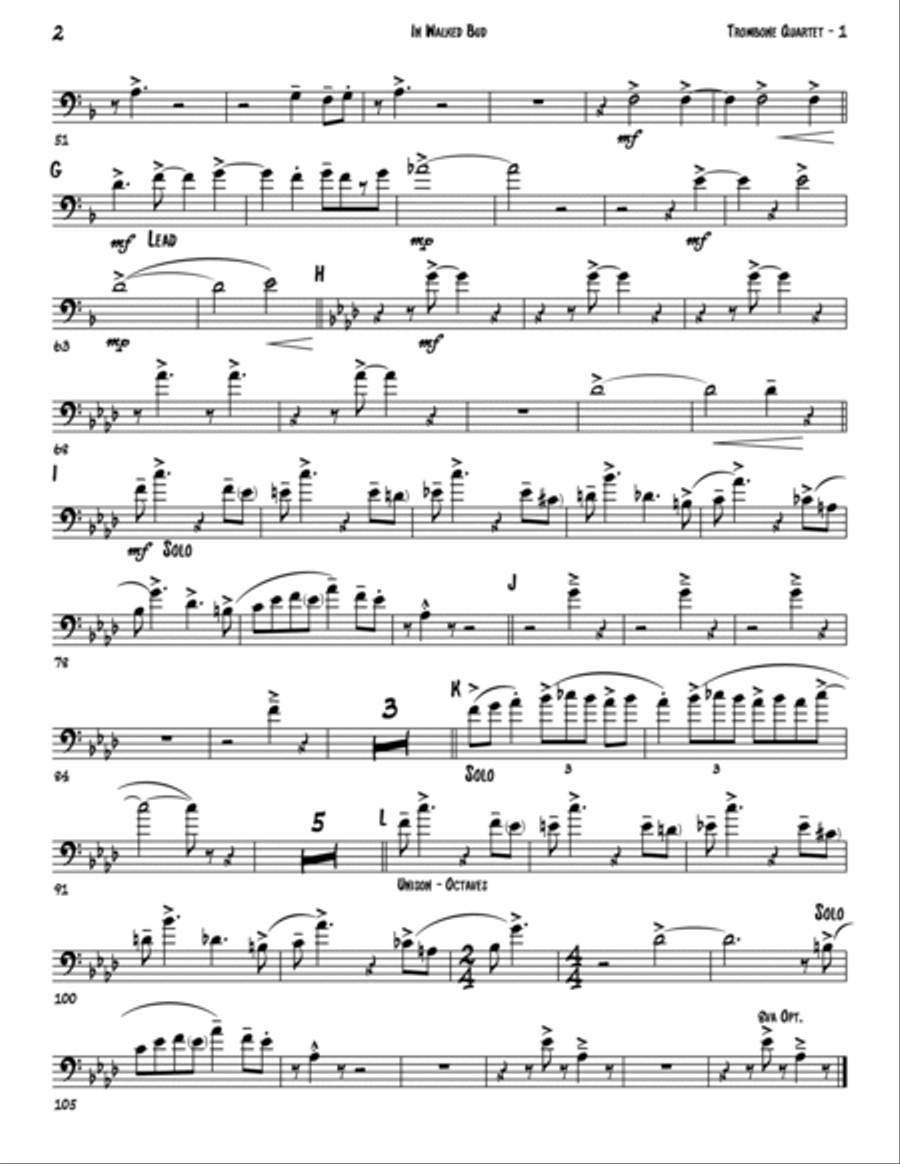 In Walked Bud Brass Quartet scores gallery preview page 6