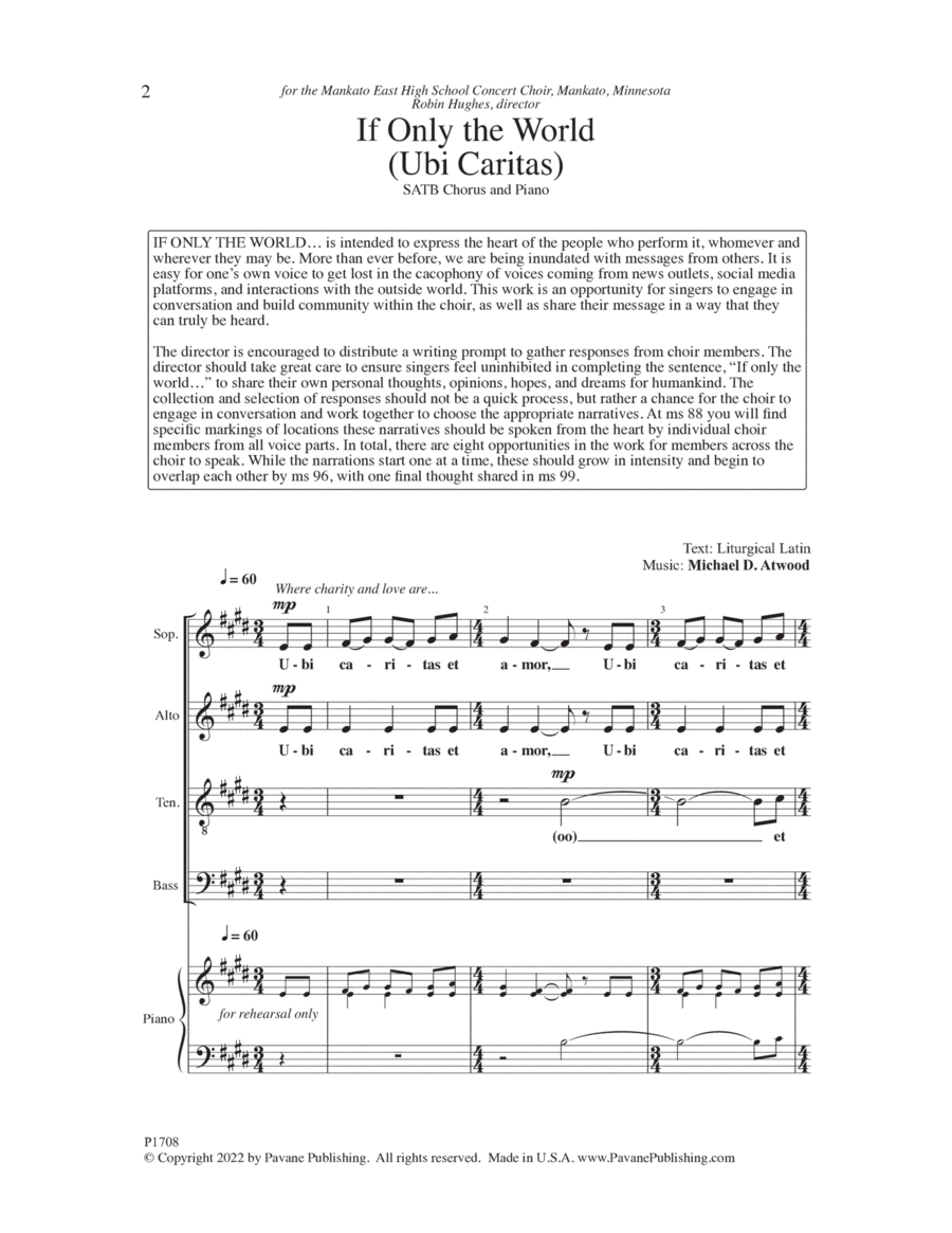 If Only the World (Ubi Caritas) 4-Part scores gallery preview page 1